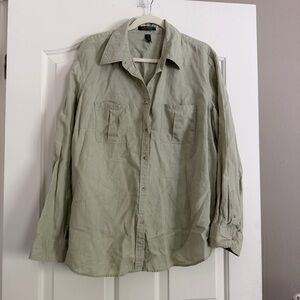 Lauren Ralph Lauren 100% Linen Button Down Shirt Sage Green 2X